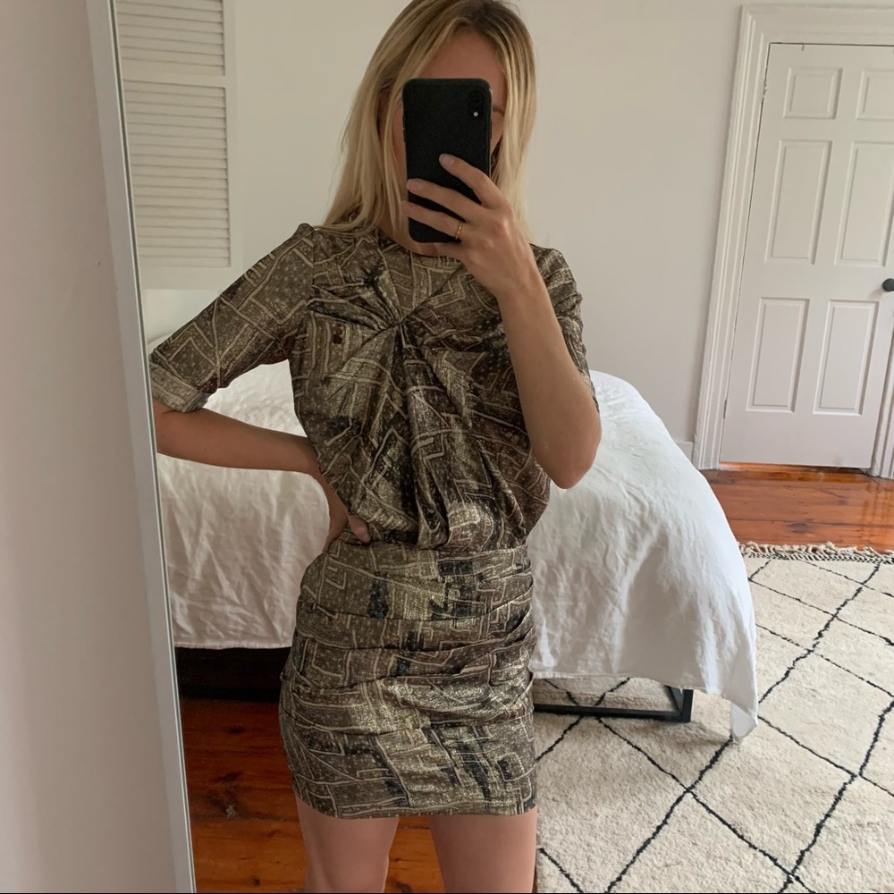 Isabel Marant x H&M gold sheen mini dress
